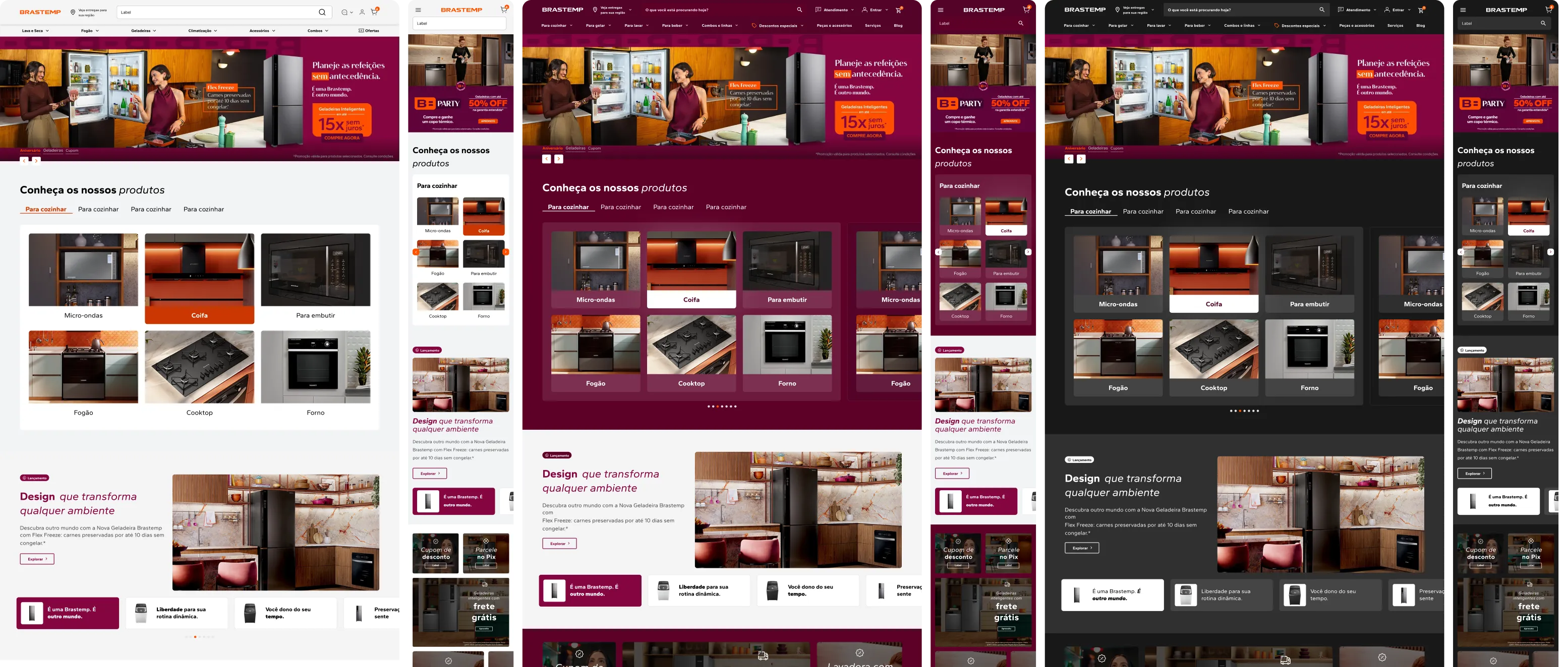 UI Examples: the system applied across three themes, light, marsala and dark.