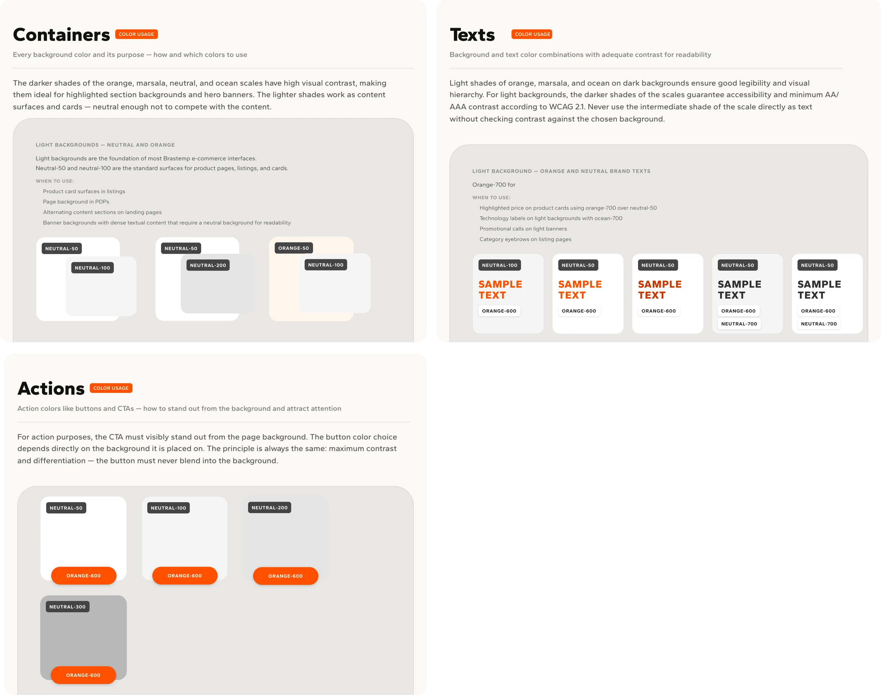 Containers, Text and Actions: cross-application color rules.