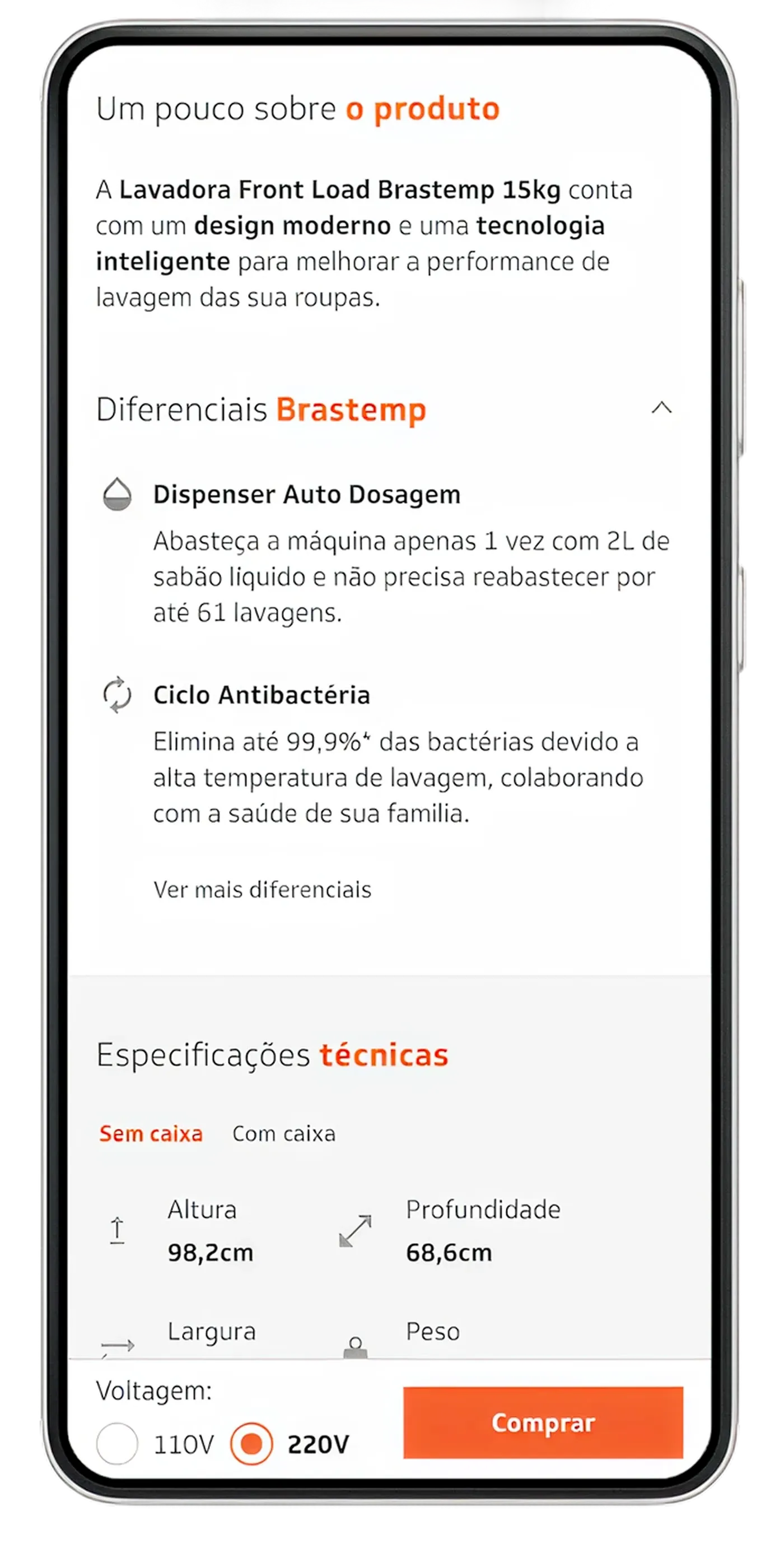 Original product features on mobile: content buried inside modals