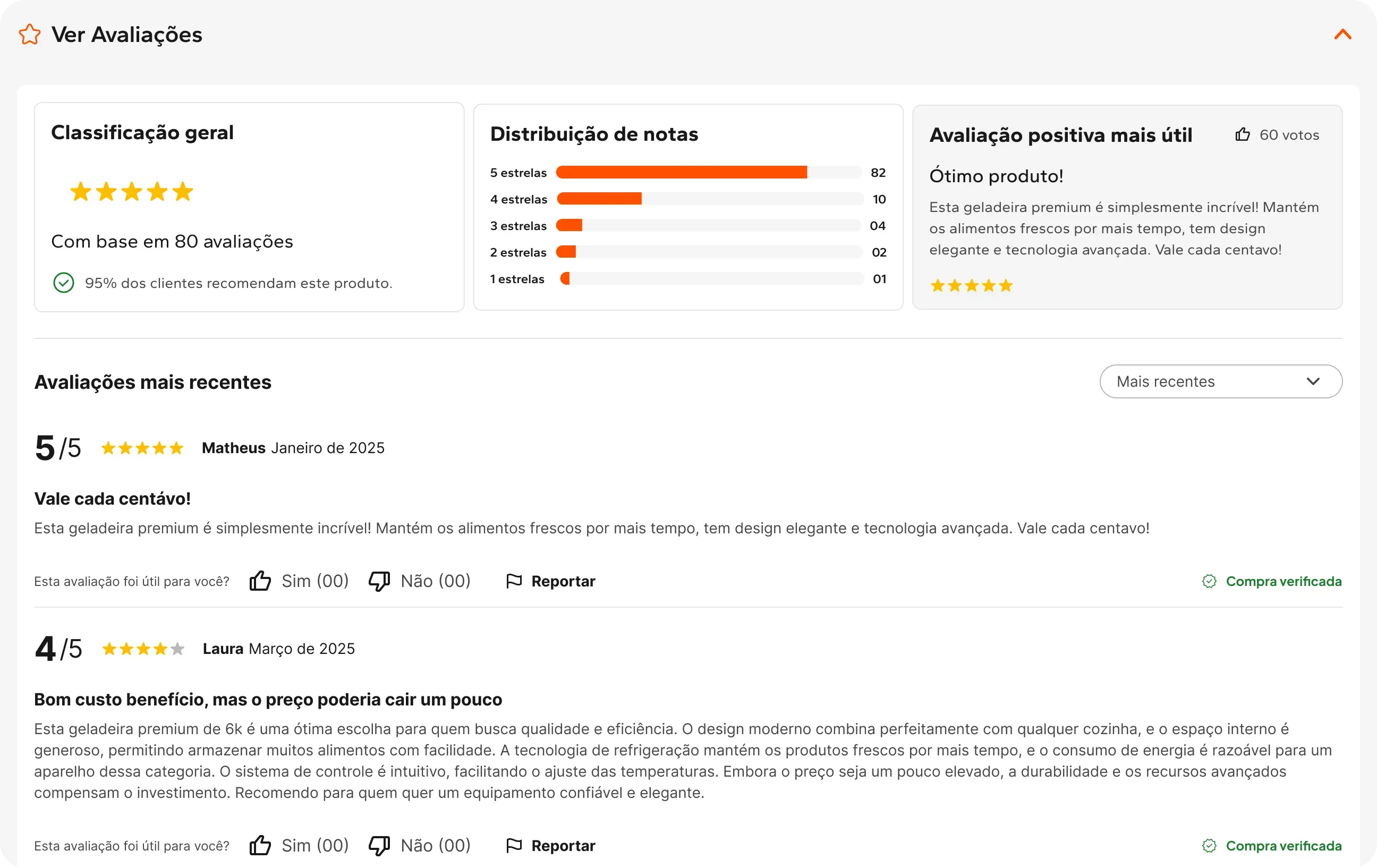 Redesigned reviews: aggregate rating, score distribution, verified purchase